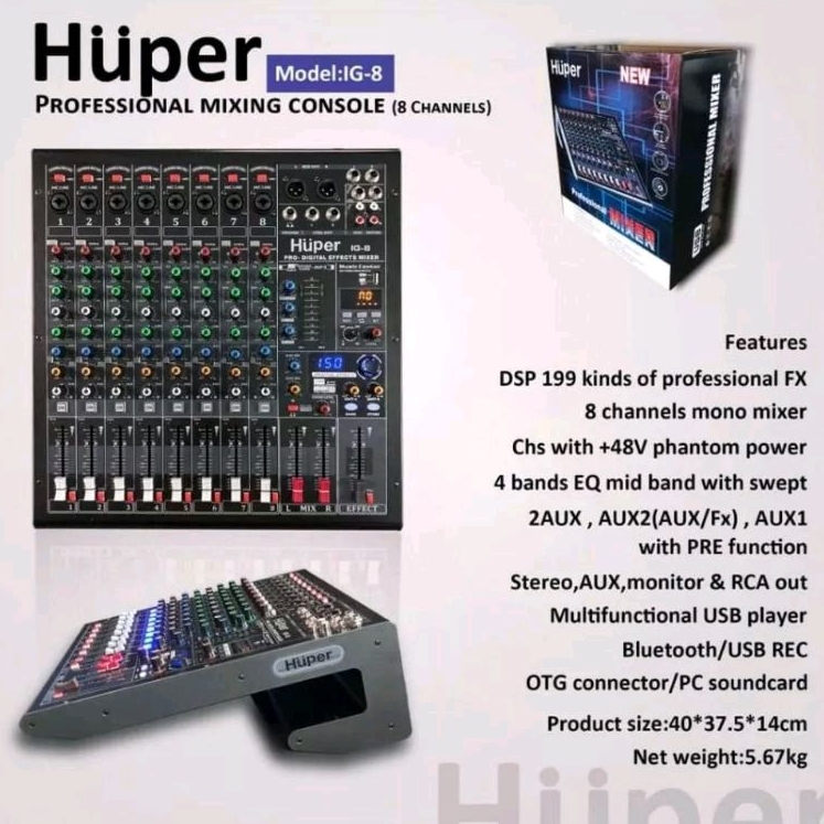 Mixer 8 channel Huper IG8 IG 8 original mixer audio Garansi resmi 1 Tahun Mixer audio 8 channel / mixer 8 chanel
