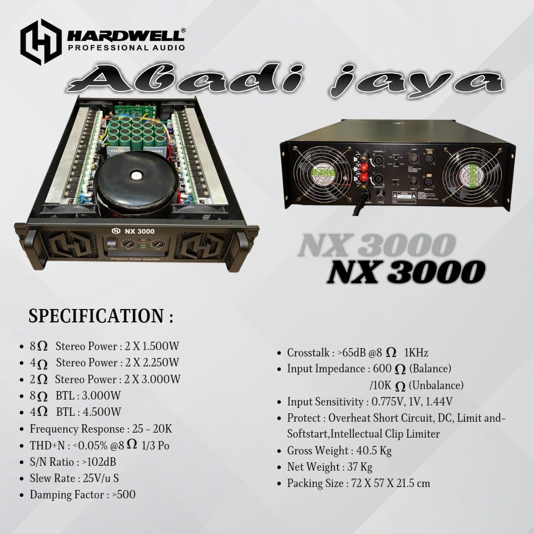 power amplifer hardwell nx3000 / nx 3000 3000 watt original