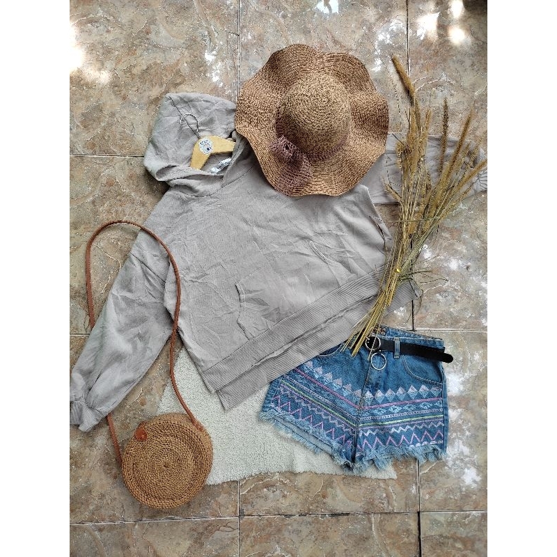 preloved hoodie crop gemoy coksu oversize lengan balon