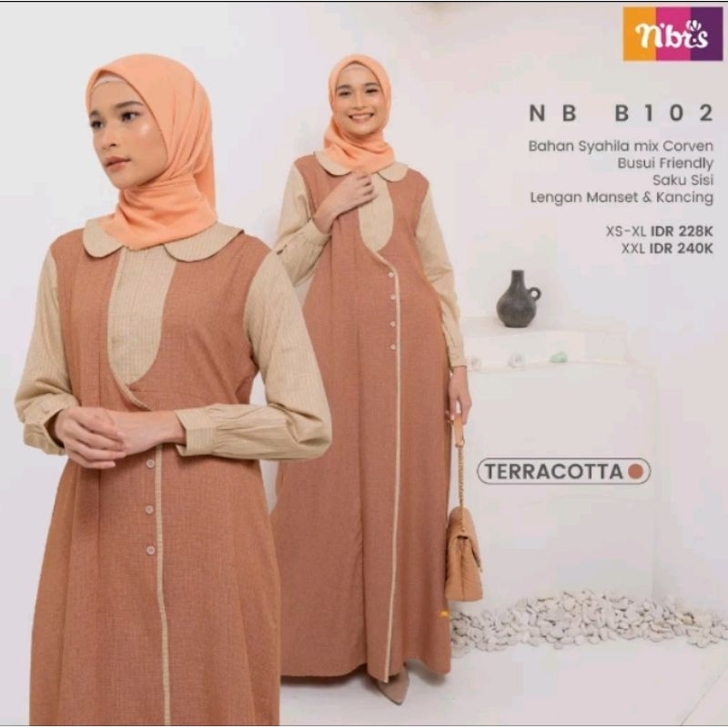 NB B102 GAMIS DRESS NIBRAS N'BRS TERBARU NBRS DRESS SERIMBIT NIBRAS N'BRS TERBARU TOKO NIBRAS