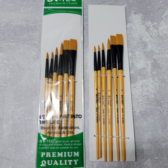 

Kuas Lukis Set Isi 6 V-Tec VTBR/6 Premium Quality Brush / Vtec