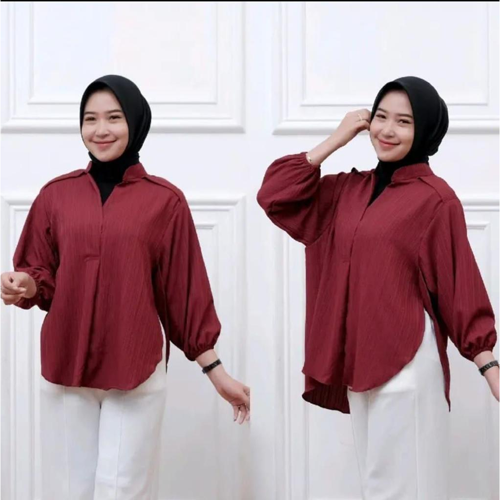 LIVIA BLOUSE - Blouse Wanita Polos Atasan Wanita Terbaru Bahan Baby crush