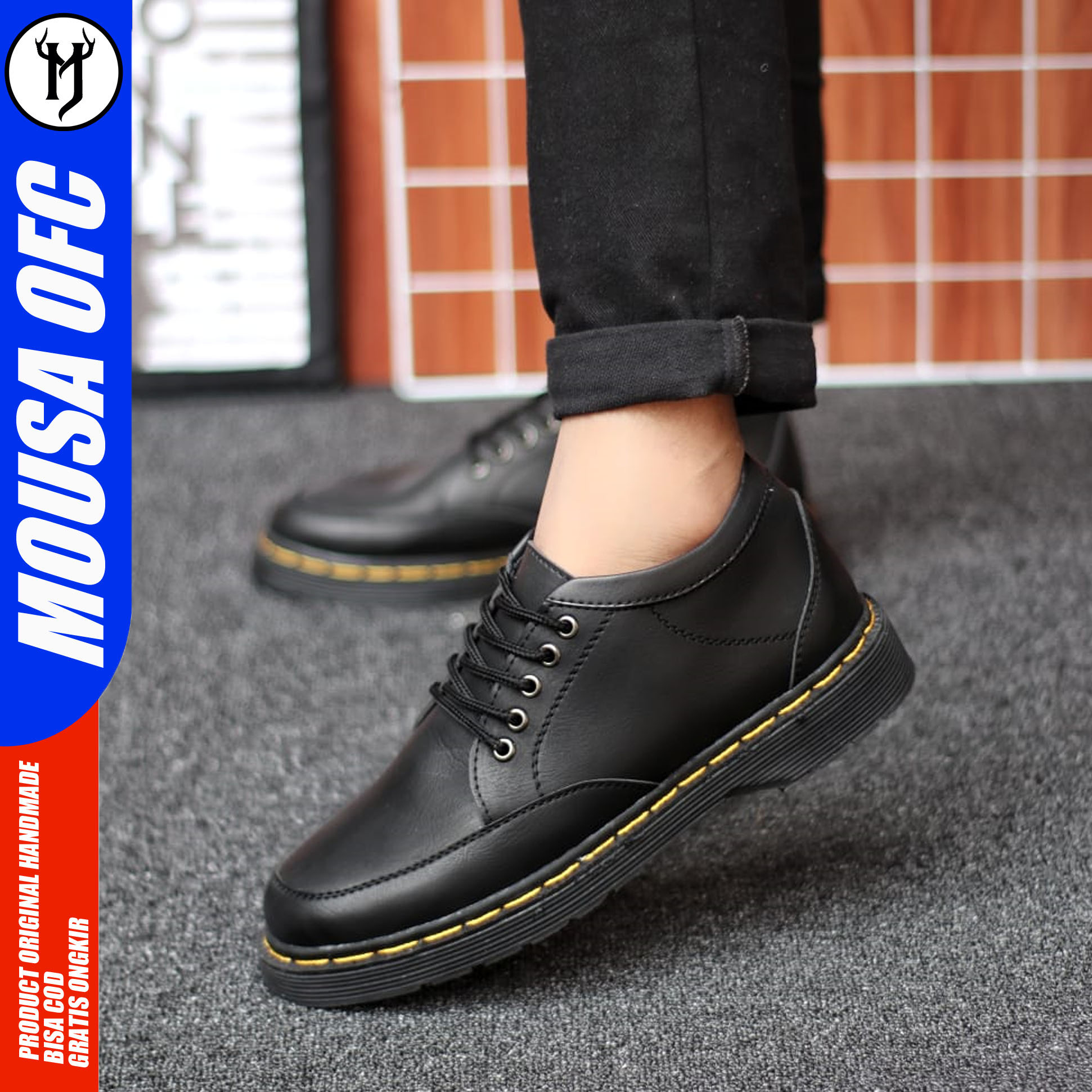 MOUSA Sepatu Docmart Formal Casual Boots Pantofel Kerja Pria Hitam Estes