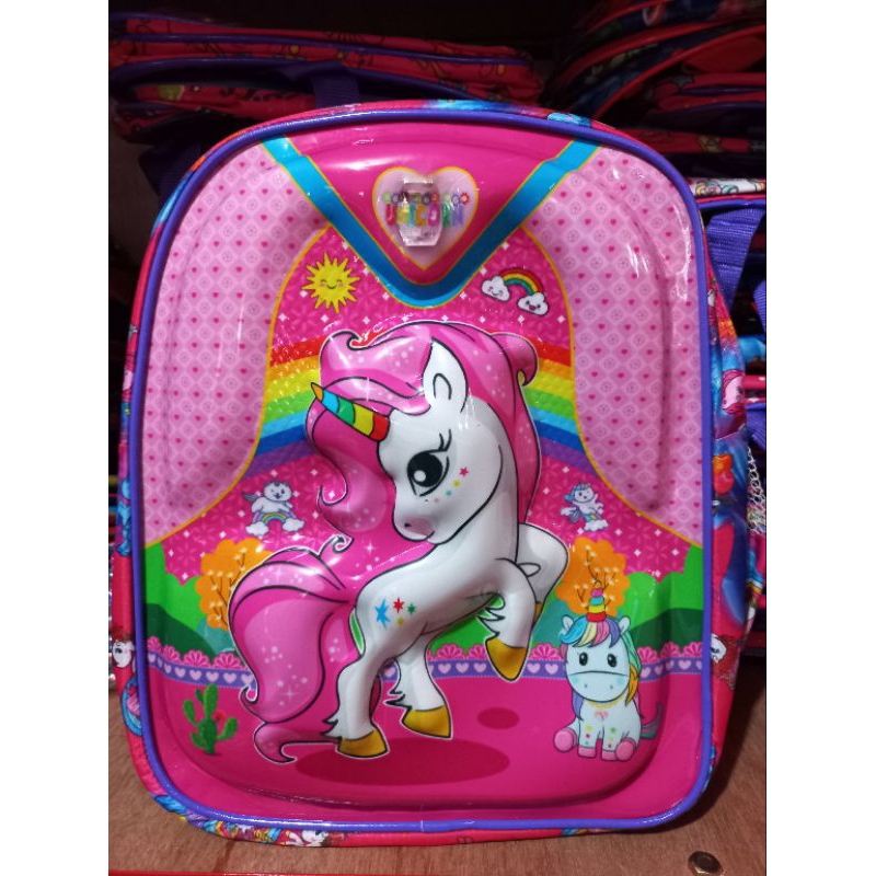 Tas anak SD motif timbul LED nyala tas perempuan