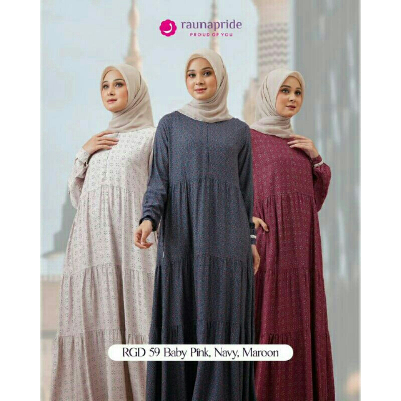 GAMIS KATUN RAYON RGD 59 ORIGINAL RAUNA FASHION DRESS BAJU BUSANA MUSLIM WANITA DEWASA BUSUI BAHAN C