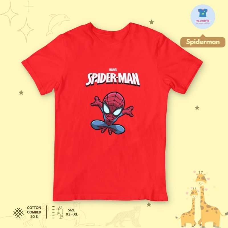 Baju kaos anak karakter Spiderman premium cotton combed 30 s