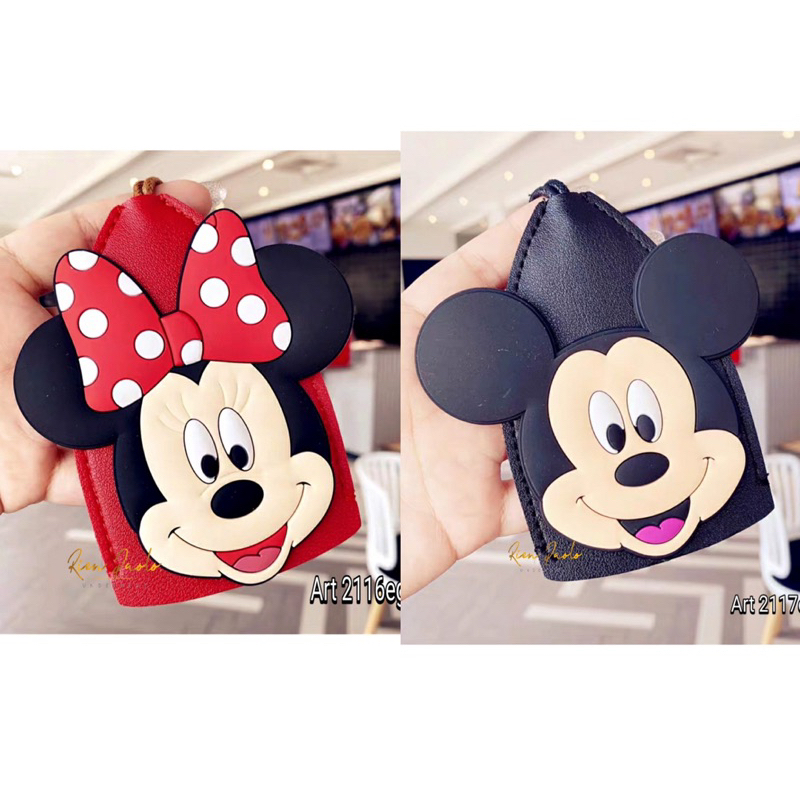 Gantungan Dompet Kunci Mobil / Motor / Rumah Mickey Mouse Pouch Key Chain Tarik Kartun Lucu Korea Premium Rien Paolo