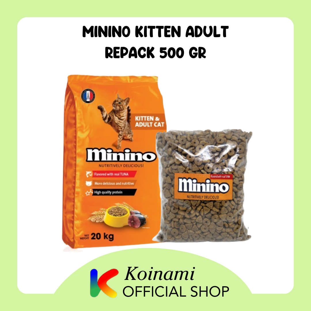 MININO KITTEN ADULT TUNA 500gr REPACK / makanan kucing hewan pakan / cat food / dray food / pet