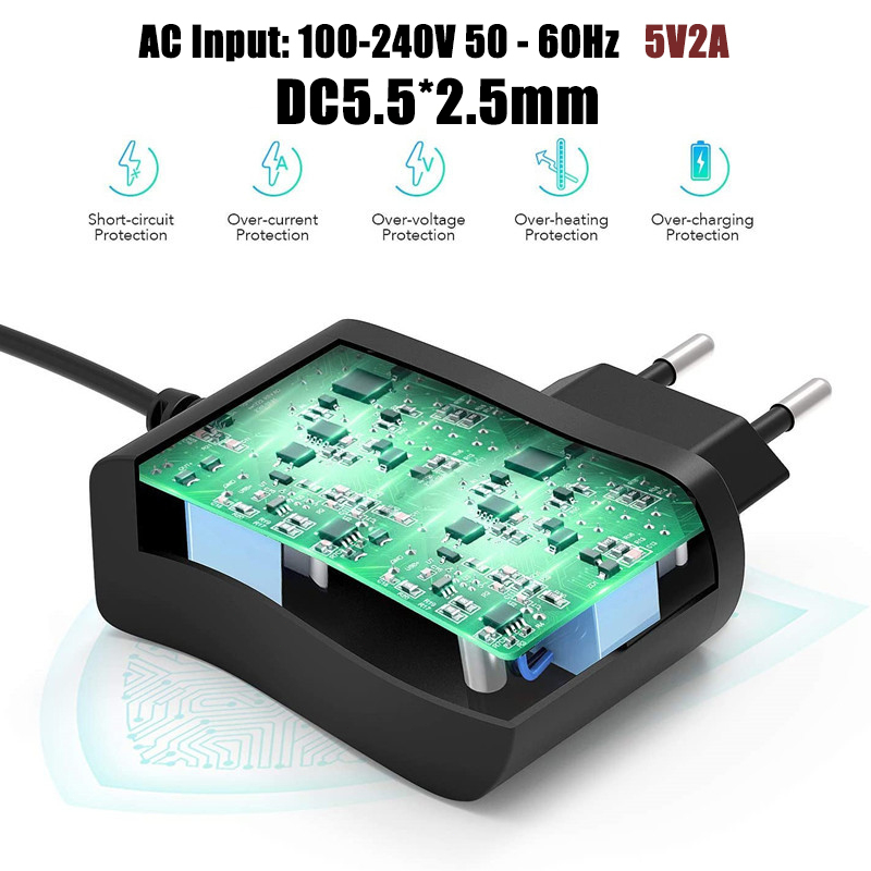 Actual【COD】DC Adapter 5V 2A AC 100-240V Converter Power Adapter Power Supply Charger 5.5 X 2.1