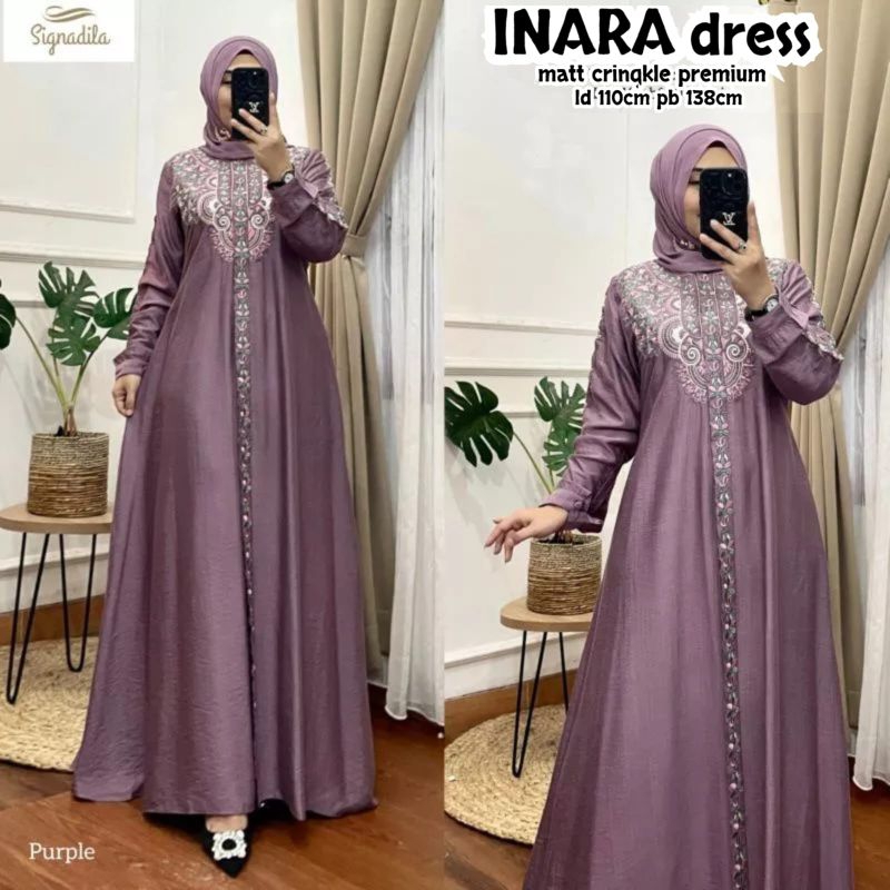 Fashion Muslim Gamis RENATA  INARA  HAVAYA crinkle bordir cringkle airflow dress maxy kekinian terlaris