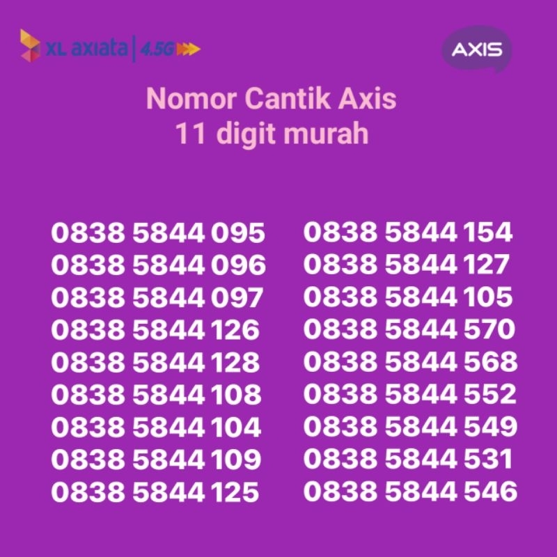 nomor axis 11 digit ekor rapi jaringan 4G murah