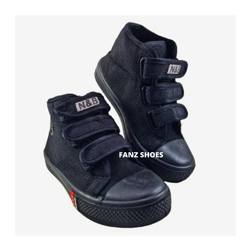 SEPATU SEKOLAH ANAK - SEPATU TEMPEL BOOT HITAM PUTIH &amp; HITAM HITAM SIZE 28 - 35  - SEPATU FORMAL - SEPATU N&amp;B TEMPEL SIZE 28 - 35 - FANZ SHOES