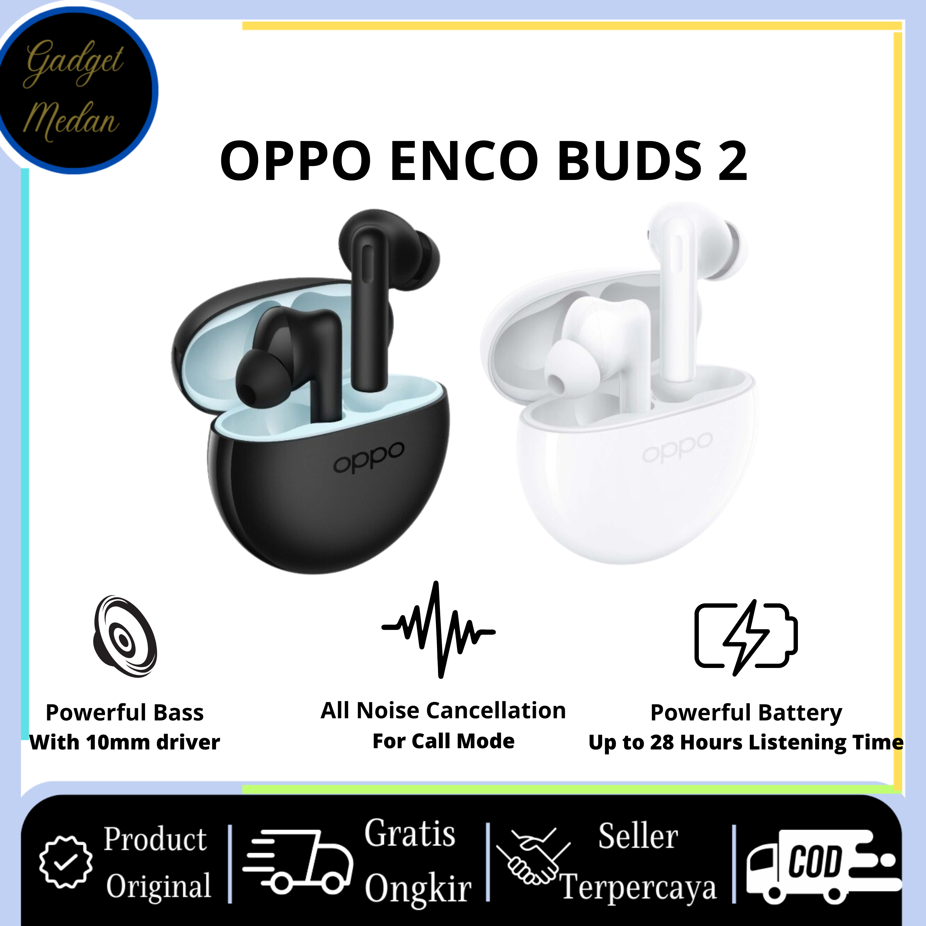 Oppo Enco Buds 2 Bluetooth Earpods Earphone Handsfree Headset Wireless-Moonlight