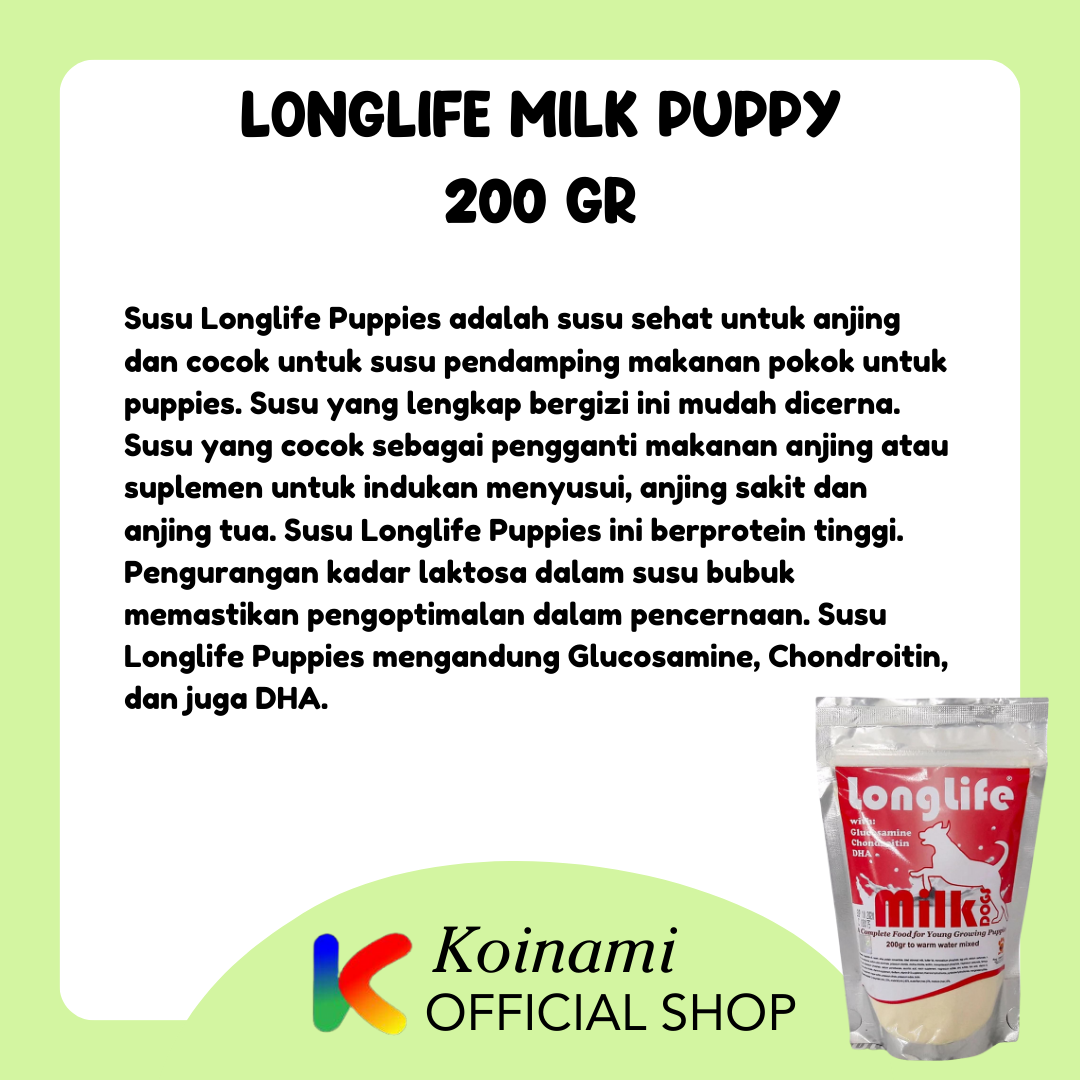 LONGLIFE MILK PUPPY @ 1 pcs 200gr pink / raid all / susu anank anjing / dog / hewan / pet