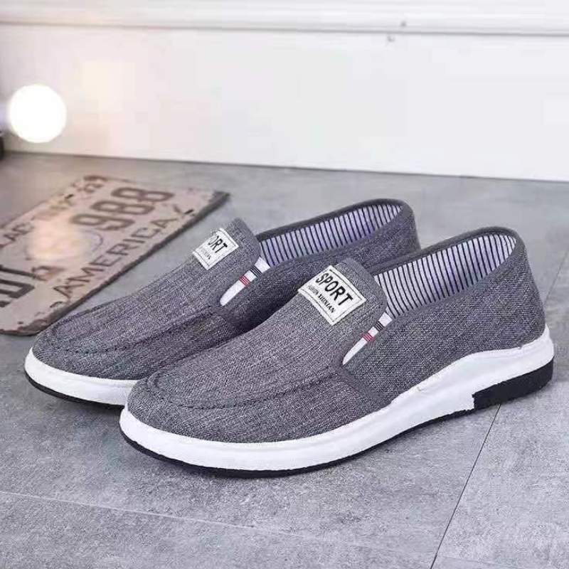 Sepatu Sport Canvas Slip On Kanvas Casual Pria Wanita Abu Abu