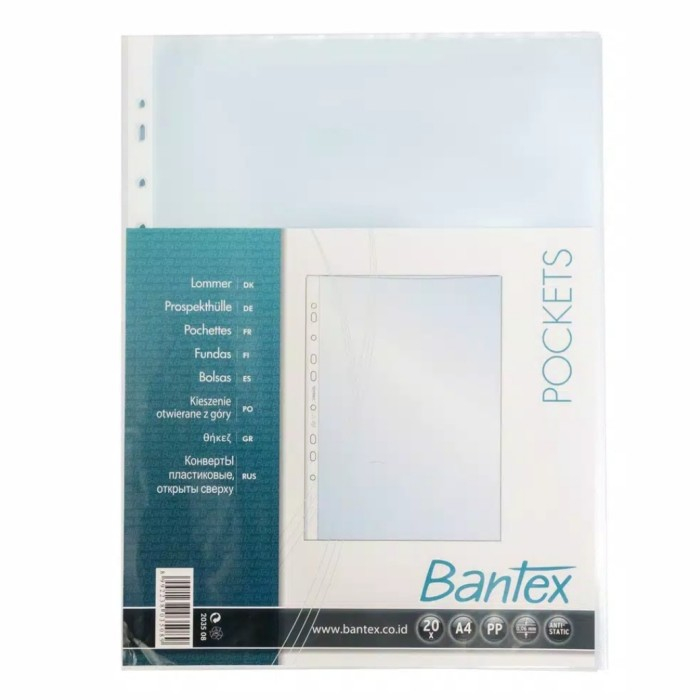 

Pocket Sheet Protector / Kantong Dokumen Ordner Bantex size A4 isi 20
