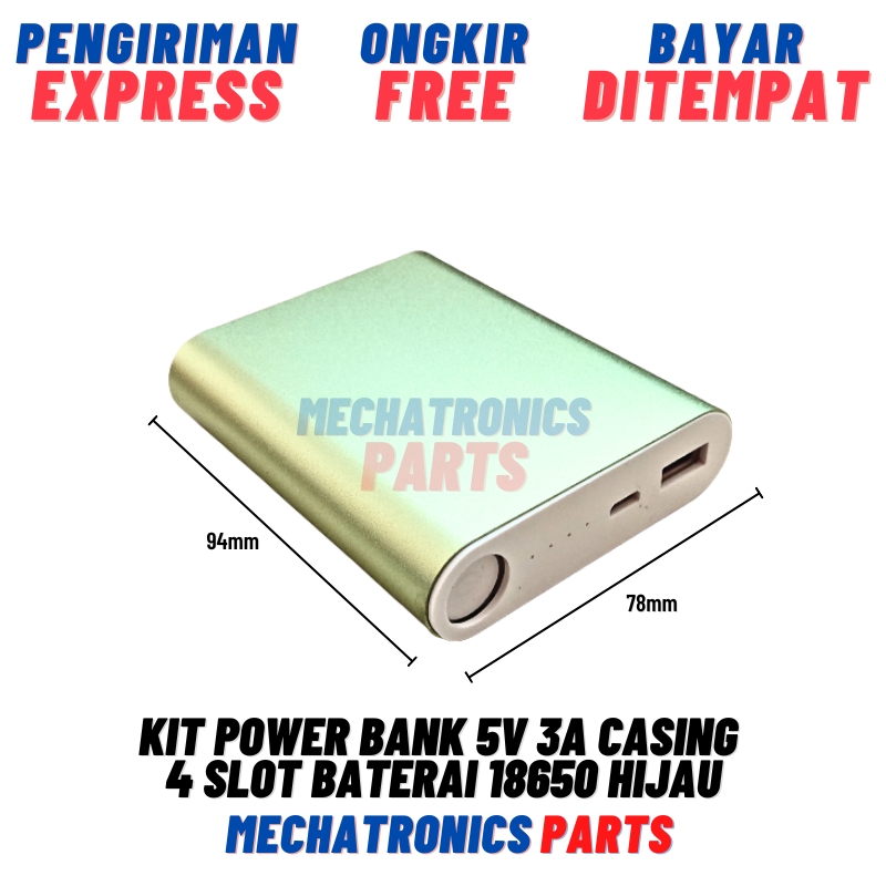 Kit Power Bank 5V 3A Casing 4 Slot Baterai 18650 Battery Powerbank Case Plastik
