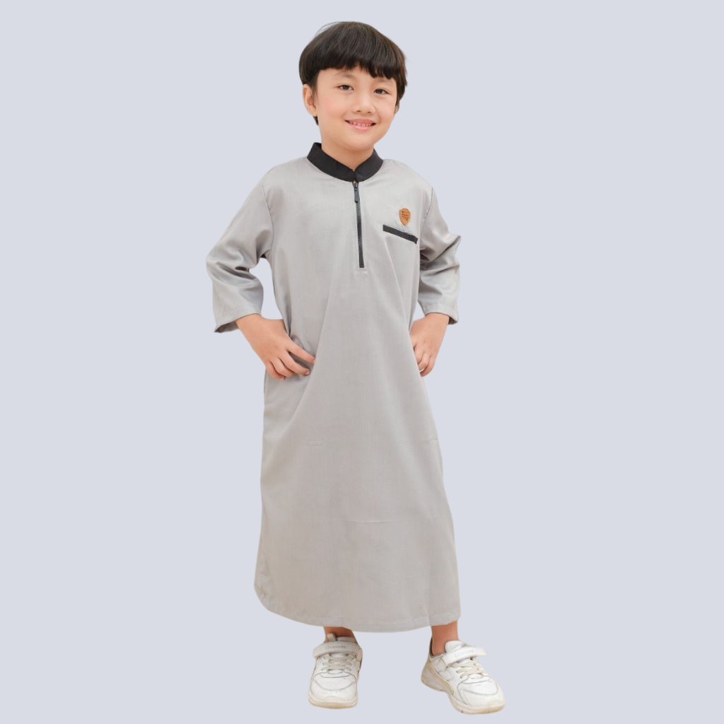 Kawan Muslim - Jubah Gamis Anak Laki Laki Lengan Panjang Bahan Katun Premiun Usia 1 Sampai 14 Tahun Navy Hitam Putih Abu-ABU