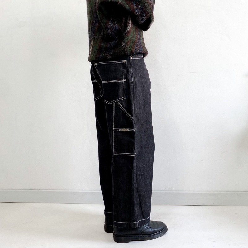 Pelle-Pelle Y2K carpenter contrast stitching black jeans longpants