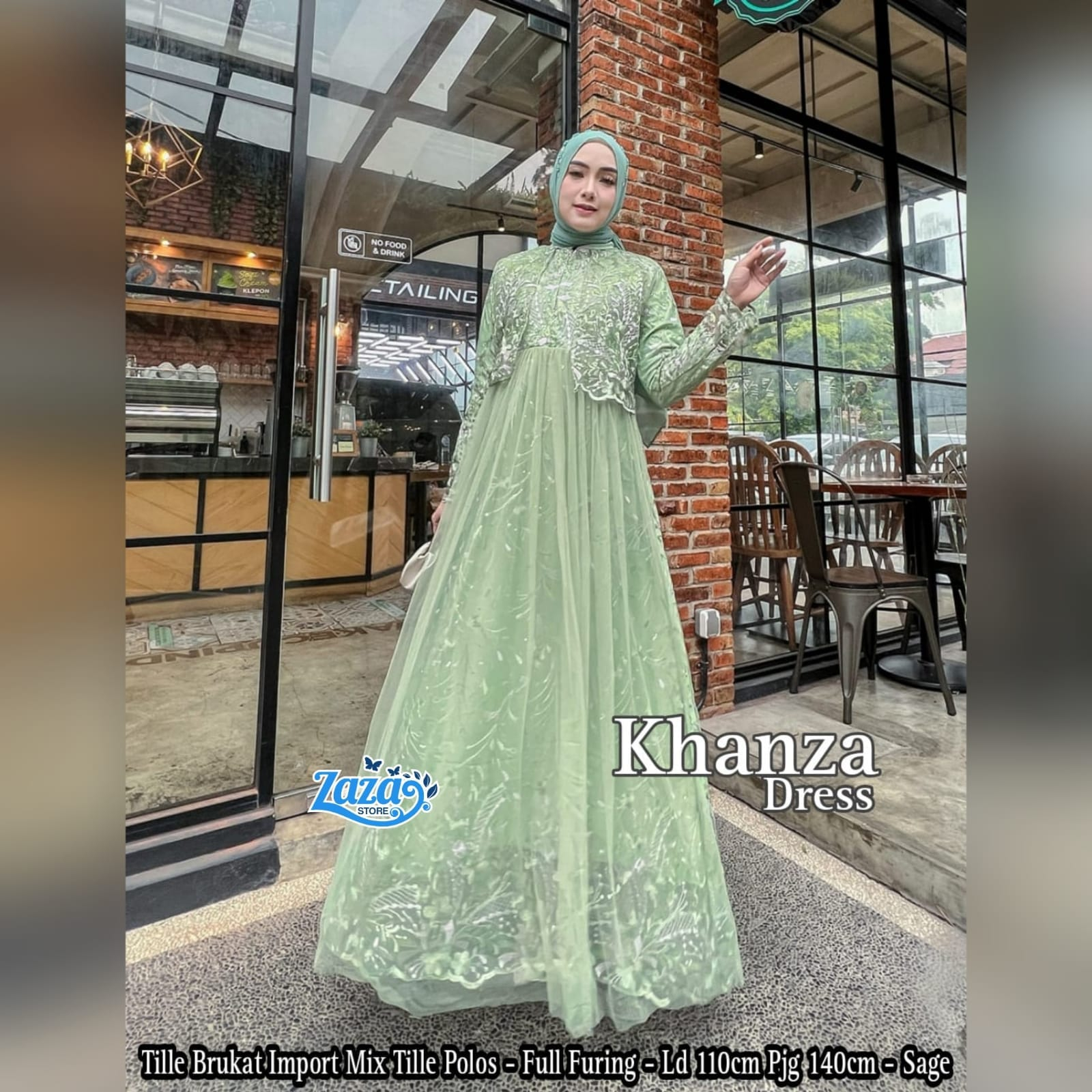 [SephiaStore] Khanza Dress Brokat/Model Baju Batik Kombinasi Brokat/Dress Batik Kombinasi Brokat Lengan Panjang/Model Gamis Brokat Kombinasi Polos Terbaru/Dress Brokat Sage Green/Dress Korea/Model Gaun Brokat Mewah/Dress Bridesmaid/Cardigan Brokat Pesta