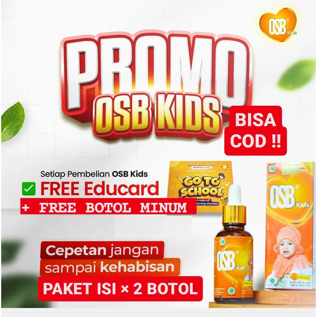 OSB KIDS 1 Dus Isi 2 Gratis Educard + Botol Minum Botol Omar Smart Brain Suplemen Vitamin Otak 100% Original