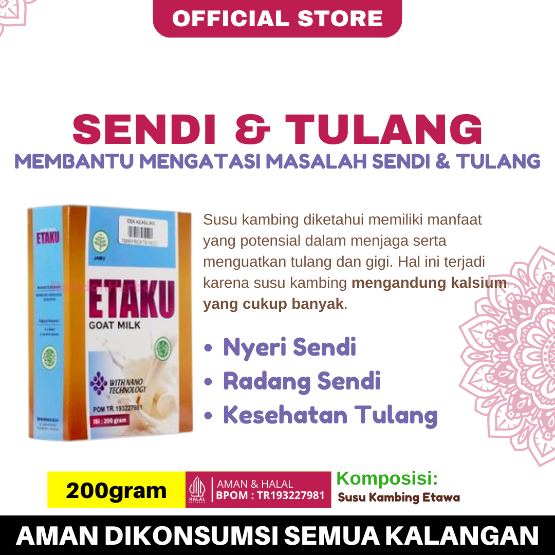 

Obat Nyeri Sendi Lutut Nyeri Otot dan Urat dan Tulang Susu Kambing Etaku Goat Milk