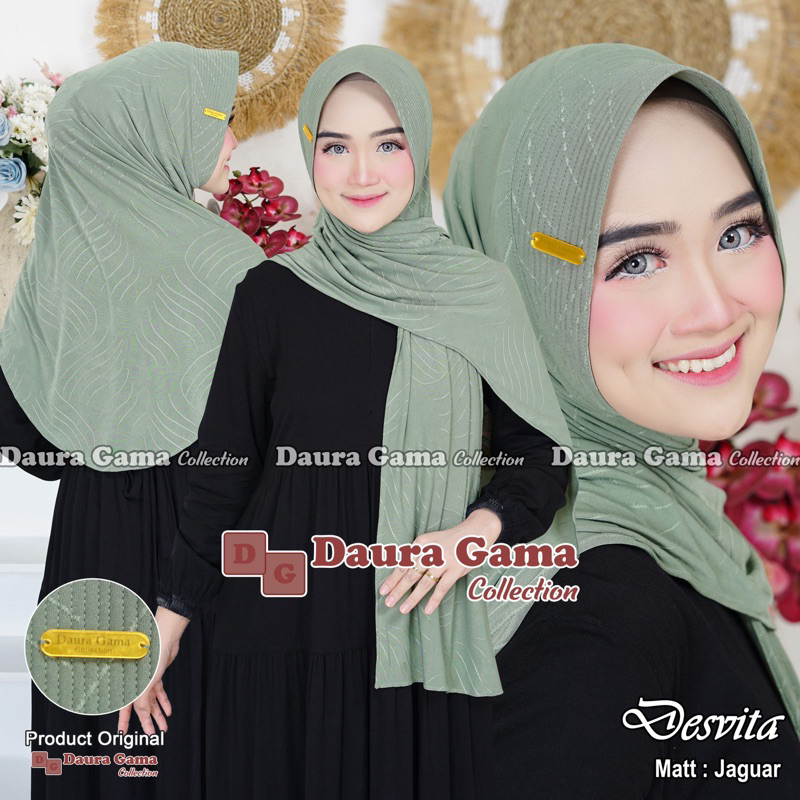 DESVITA Daura Gama Hijab Collection Pashmina Instan Jersey Jaguar Timbul Pasmina Pad Oval instan Jil