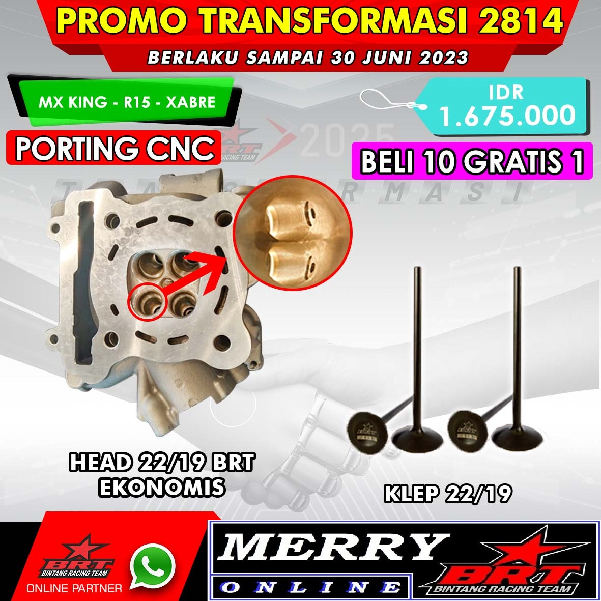 SUPER HEAD BRT GEN 2 Jupiter MX Vixion Old Xabre MX King NVL NVA R15 22/19 CNC PORTING