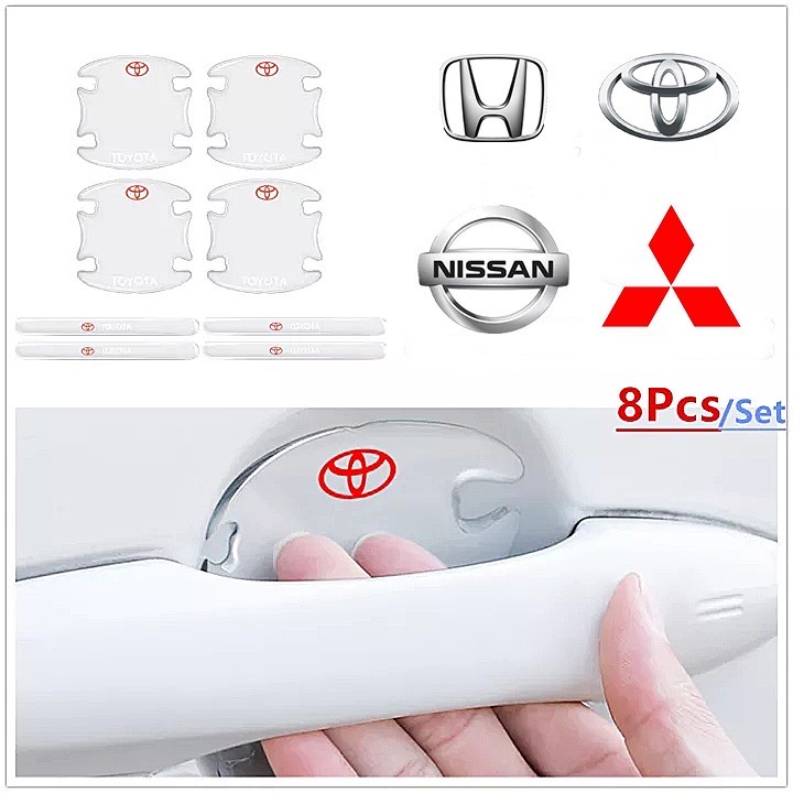 Door Guard Mobil 8PCS Logo pelindung anti lecet gores gagang handle pintu merk merek mobil