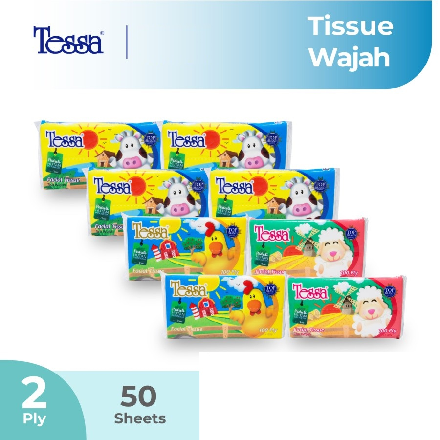 Tisu Tessa 50 Sheets 2 ply TP11 sheet / Tissue Travel Pack Facial 50 sheet / Tisu wajah 50s 2ply lembut aman di kulit