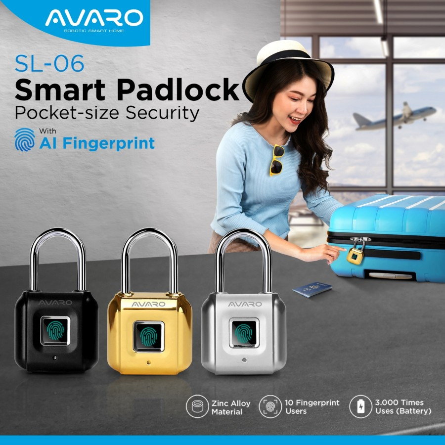 AVARO Smart Padlock Gembok Fingerprint SL06