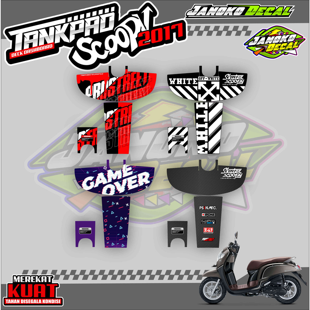 STRIPING STICKER VARIASI SCOOPY PELINDUNG DASHBOARD TANKPAD STICKER SCOOPY 2017 - 2018