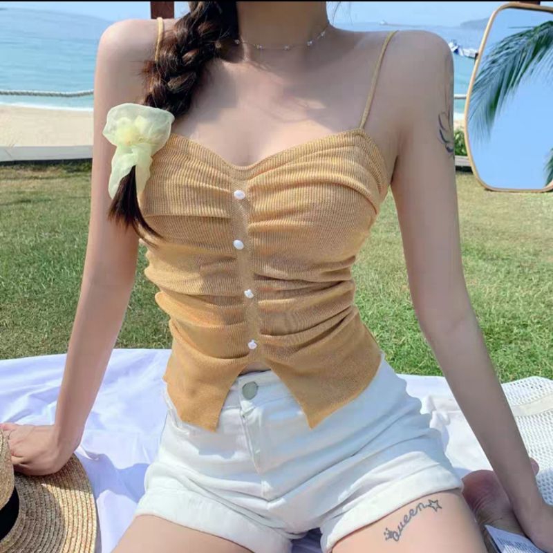 4109-2  Baju atasan TANK TOP CAMISOL RAJUT KNIT Korea Korean style wanita premium import baju tankto