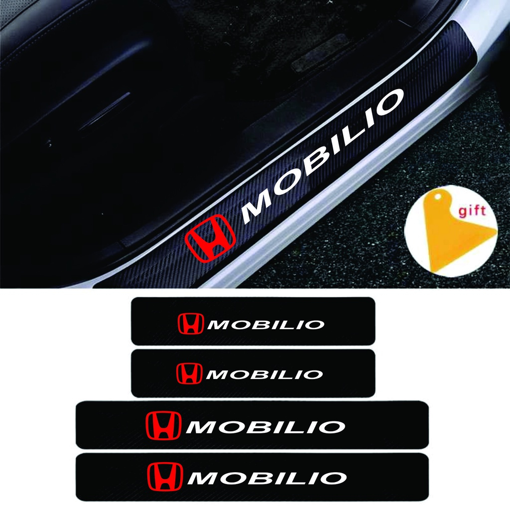 4pcs stiker carbon honda mobilio stiker pelindung pintu dari pijakan kaki stiker variasi mobil mobil