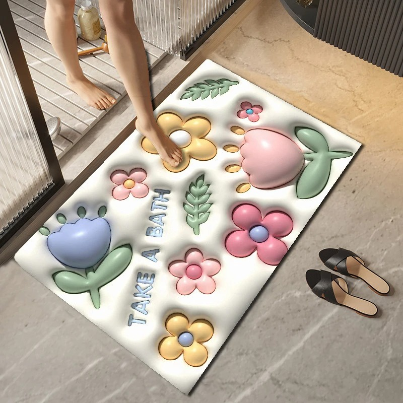 TERBARU!! Keset Kaki 3D / Keset Kaki Diatomite Persegi Motif Gambar 3D / Lap Kaki Kamar Mandi Dapur Anti Bau Doormat Anti Slip / Keset Kamar Mandi 3D