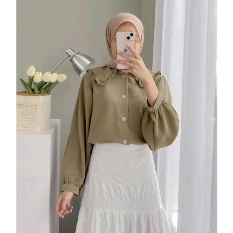 YASIKA KEMEJA FULL KANCING ATASAN BLOUSE WANITA CRINCLE AIRFLOW PREMIUM (RPA)