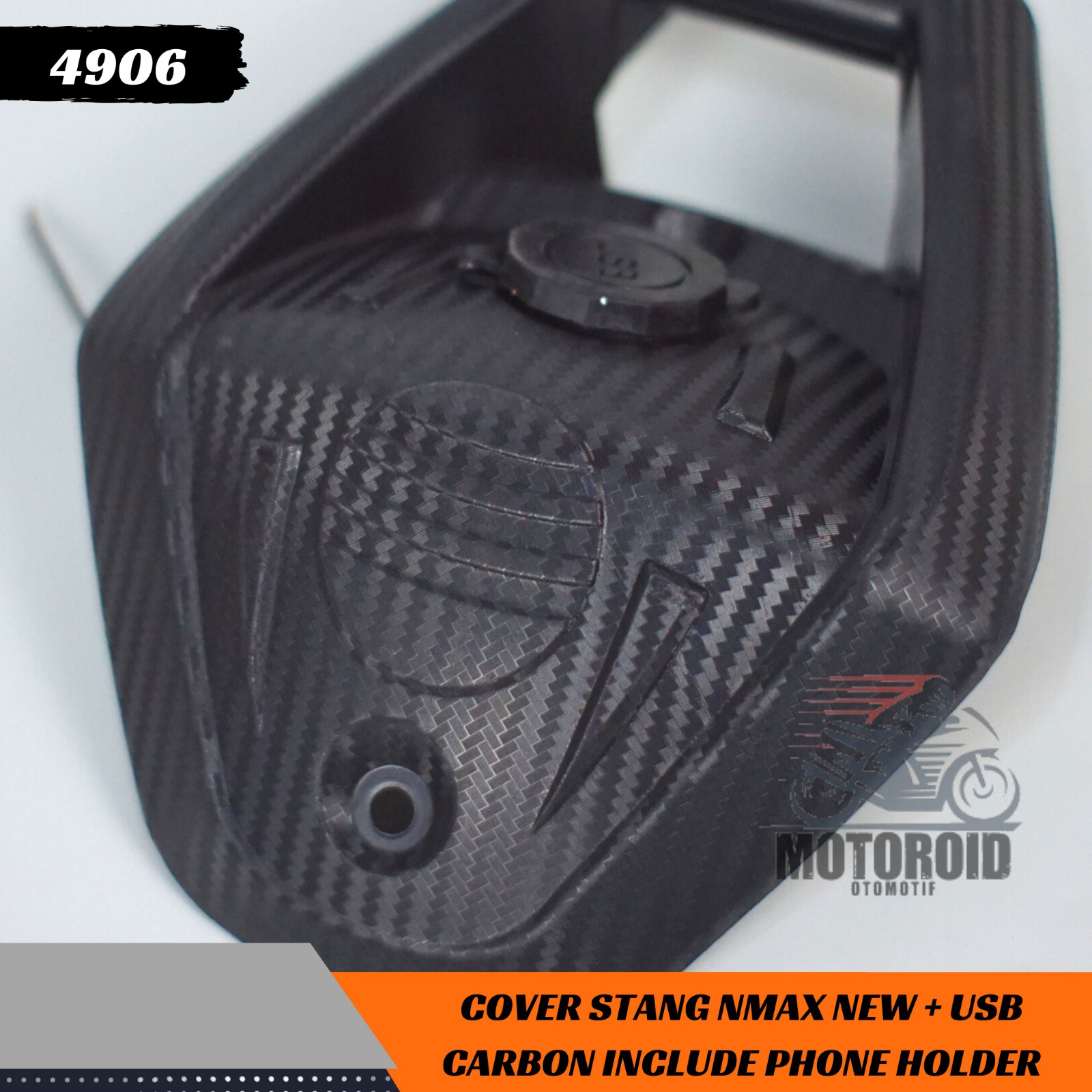 Paket Holder Yamh Cnc Cover Stang Nmax New 2020 Carbon Logo Viber Abs Plus Usb Charger Hp