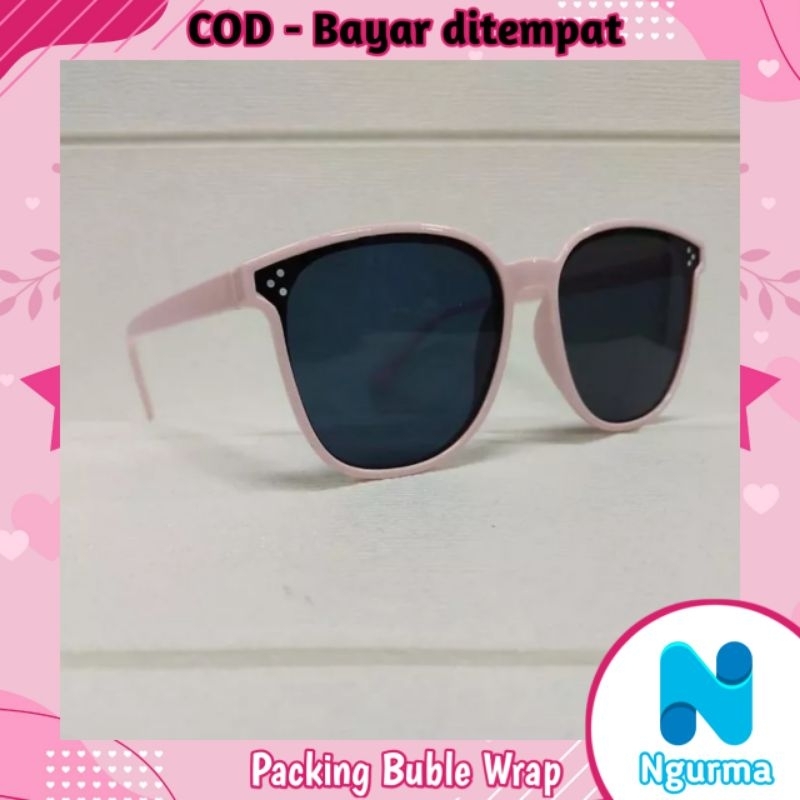 kacamata hitam Korean fashion wanita pria sunglasses kacamata titik tiga-Pink