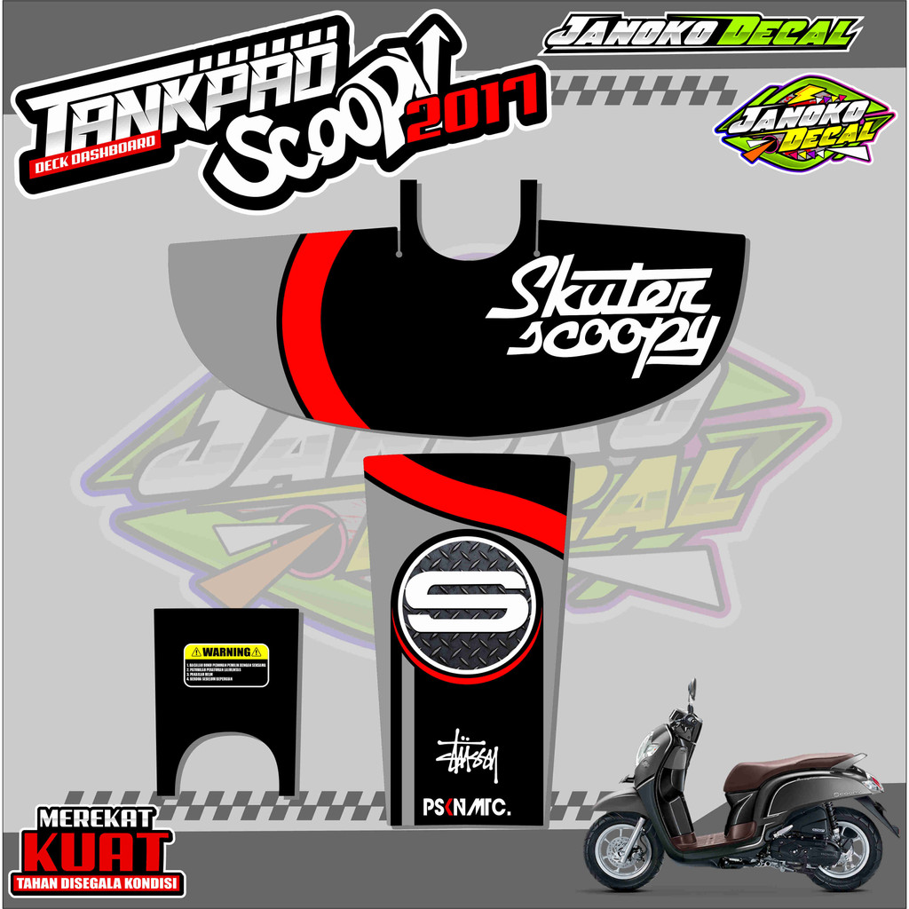 STRIPING STICKER VARIASI SCOOPY PELINDUNG DASHBOARD TANKPAD STICKER SCOOPY 2017 - 2018