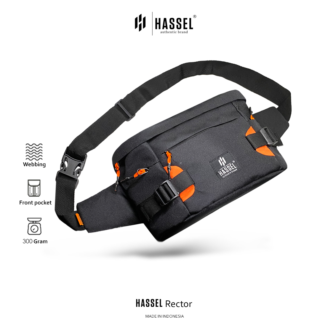 Tas Waistbag Pria Hassel Rector / Tas Pinggang Pria / Tas Dada Pria / Tas Selempang Pria Original / Tas Waistbag Original / Tas Santai / Tas Premium