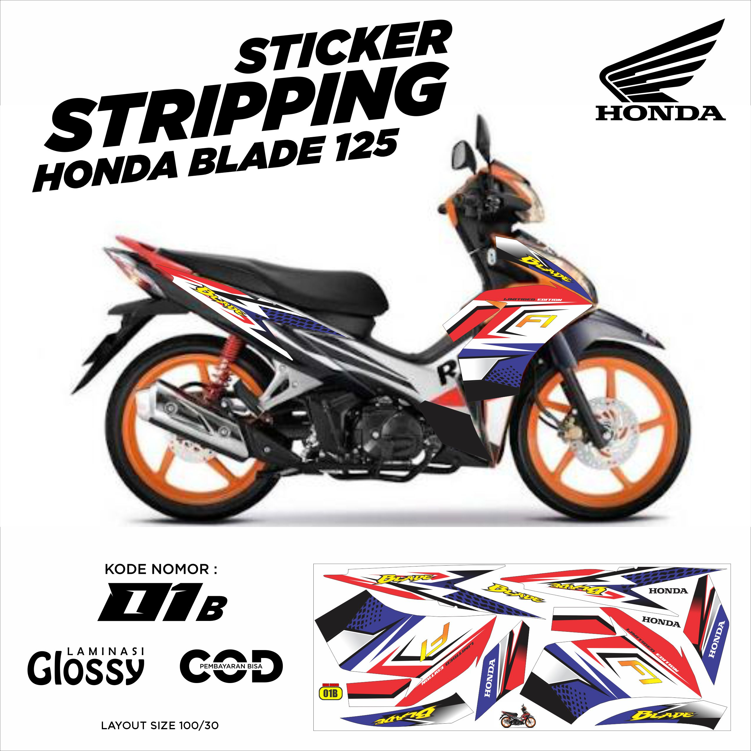 striping variasi Honda Blade 125 /sticker decal motor Blade 125 /stiker lis polet Honda Blade 125
