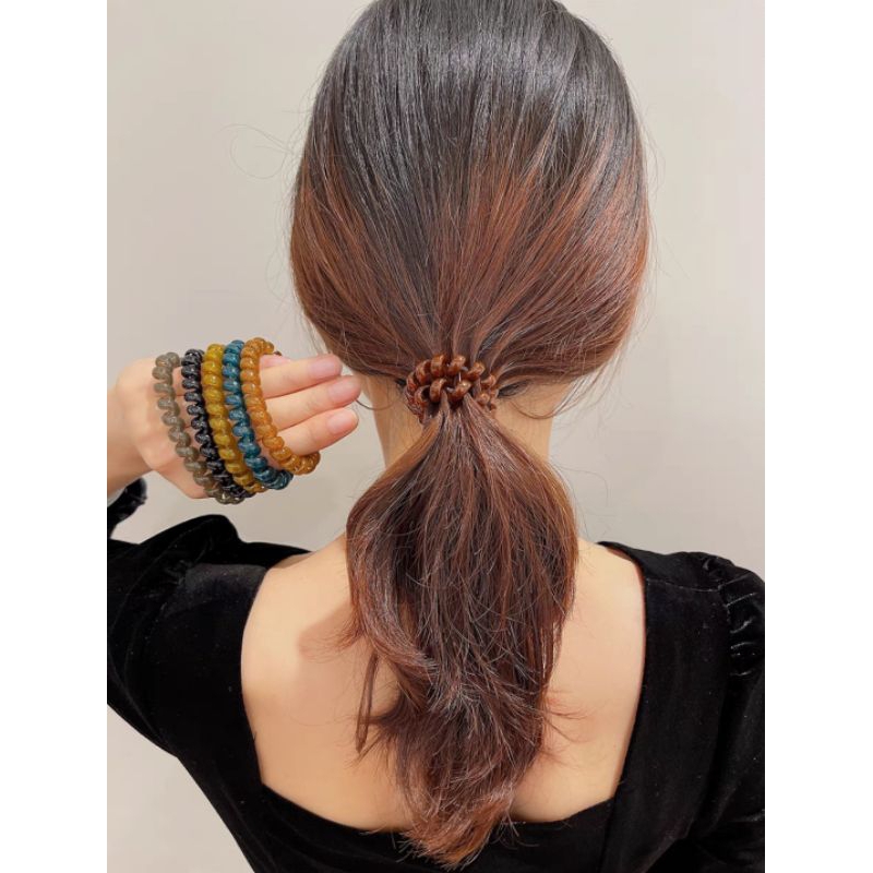 Ikat Rambut Korea Bentuk Spiral Premium Warna Nude / Kuncir Rambut Ulir Model Kabel Telefon