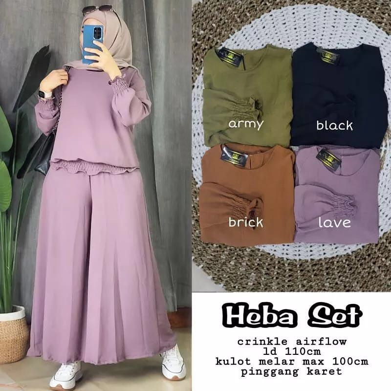 Baju Setelan Wanita Terbagus 2023 Setcel Kulot Crinkle Setelan wanita Crinkle Heba Set Ld 110 One Set Polos Terbaru Mewah Murah OOTD Daily Casual