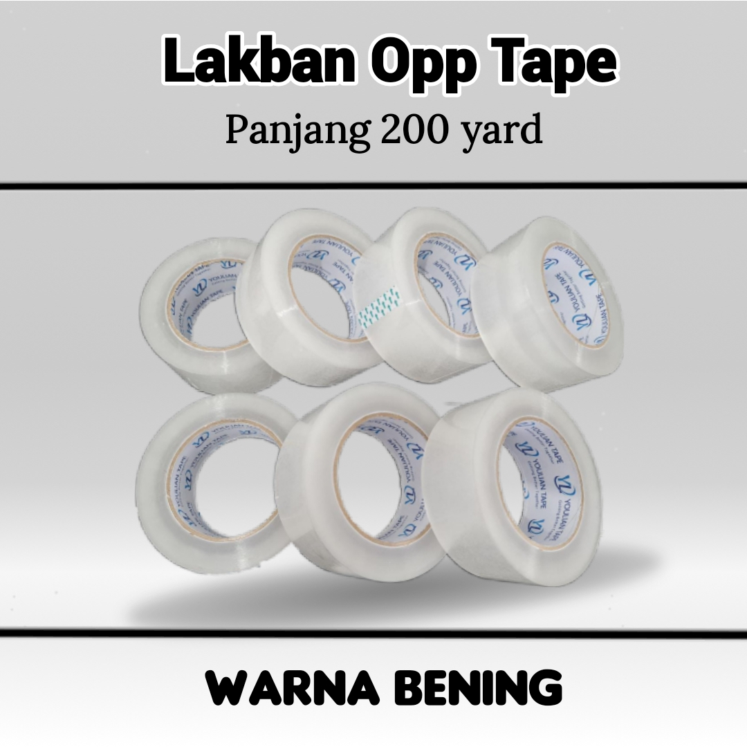 SELOTIP PLAKBAN LAKBAN BENING TAPE JUMBO 45mm x 200 Yard OPP PACKING TAPE PER ROLL DAYA REKAT KUAT