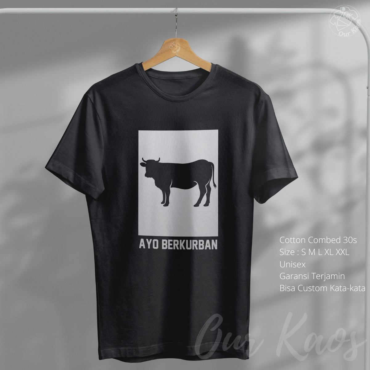 Kaos Distro Tema Idul Adha Pria Wanita Kata Kata Tulisan Ayo Berkurban Gambar Sapi Murah Keren Lenga