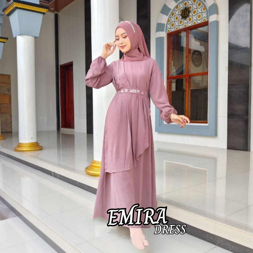 Emira Dress Maxy Crinkle Premium Gamis Prewedding Aplikasi Mutiara Baju Kondangan Wanita Gamis Dewasa Kekinian