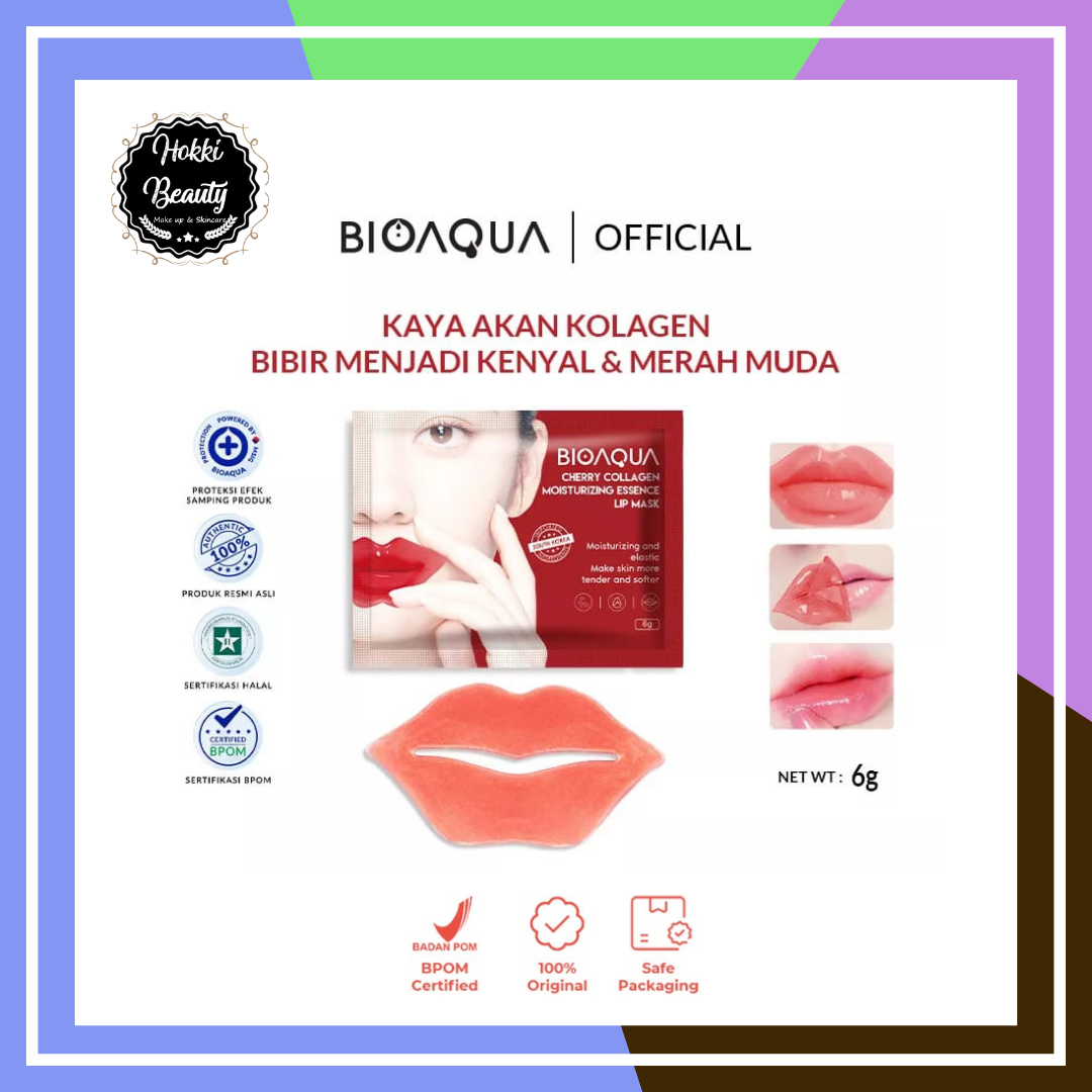 BIOAQUA Masker BIBIR Lip mask  6GR Cherry collagen Moisturizing Essence Lip Mask / Masker Perawatan Bibir