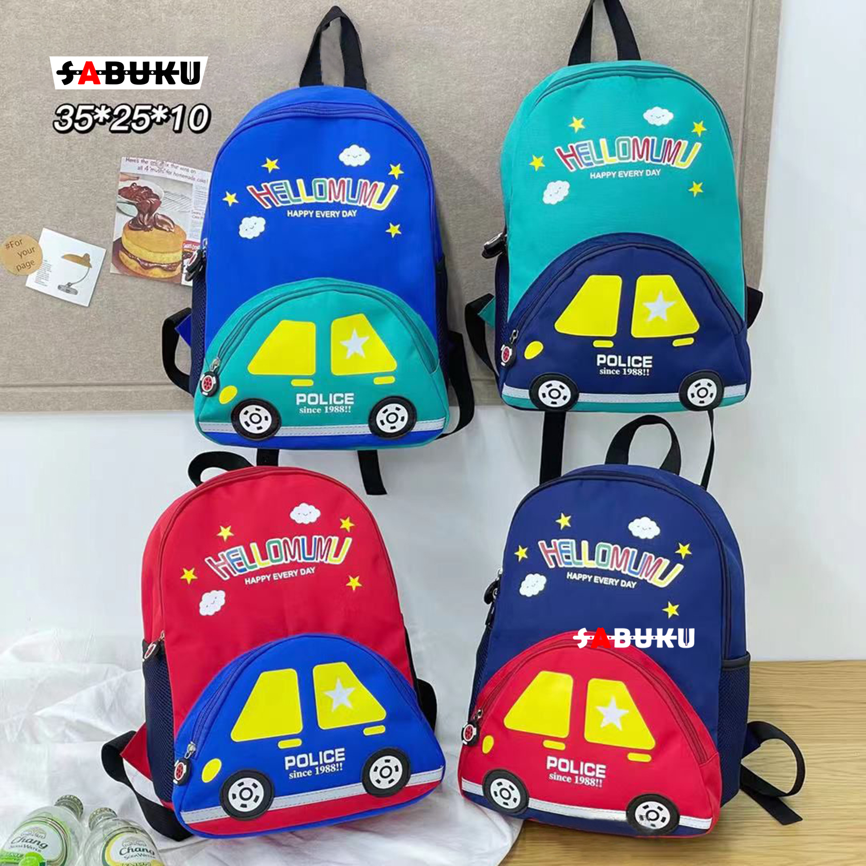 [SK]Tas Ransel Anak TK/SD Tas Punggung Karakter Car PoliceTas Backpack Terbaru - 302