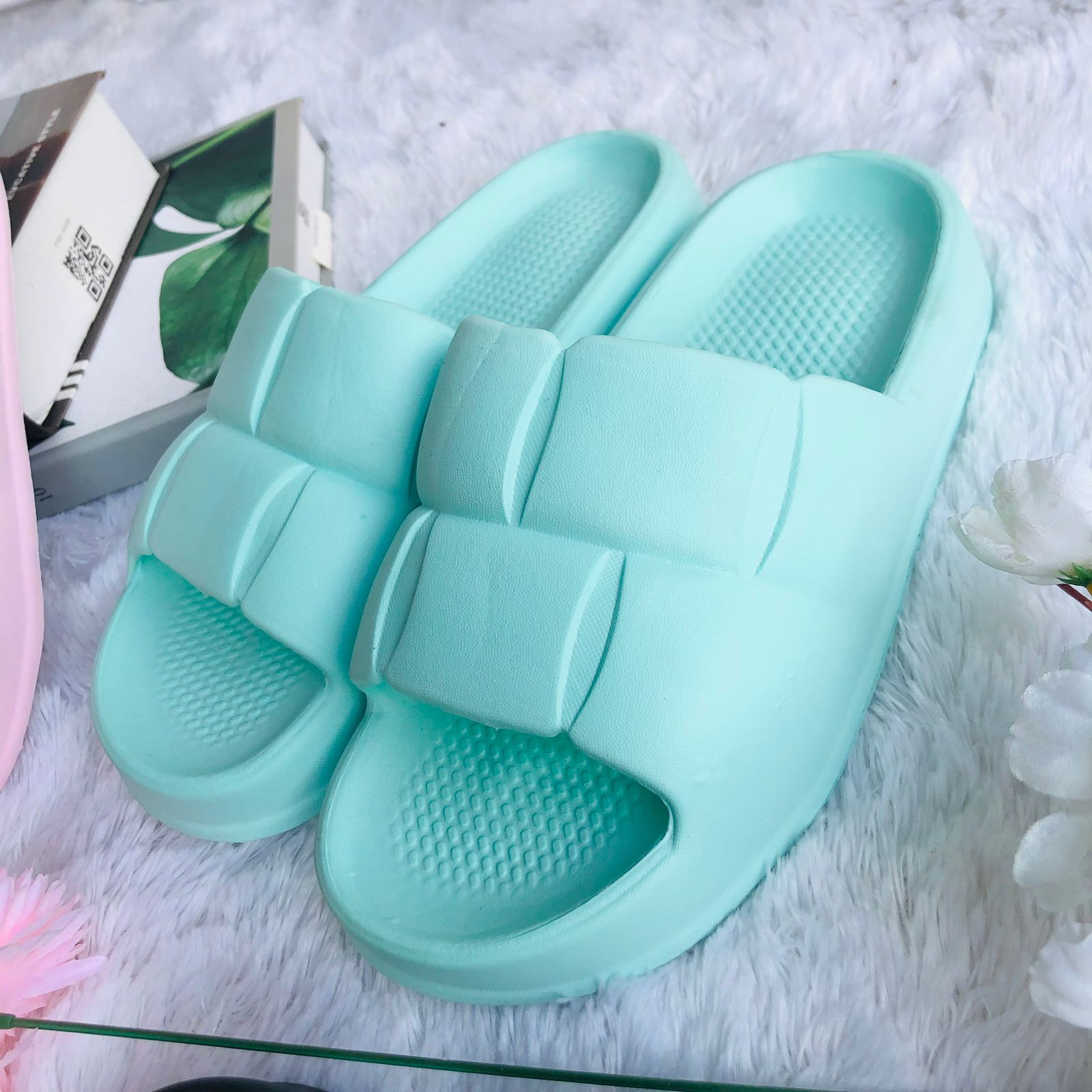 SLOP PILLO - Sandal Bahan EVA Karet Polos Wanita Slip On Korean Style Murah Empuk Anti Selip Sendal Jelly Wanita | SLIDE KARET