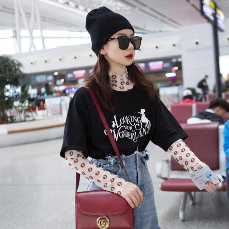 DF BJ378 Transparent Long Sleeve Anti UV Motif Bunga Blouse Atasan Lengan Panjang Trasparan